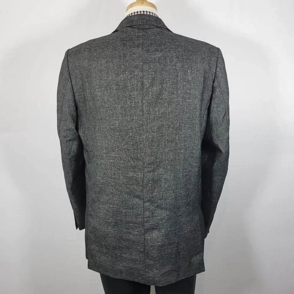 Stacy Adams Men's Sport Coat‎ Blazer Two Button Charcoal Black Gray Plaid 44L